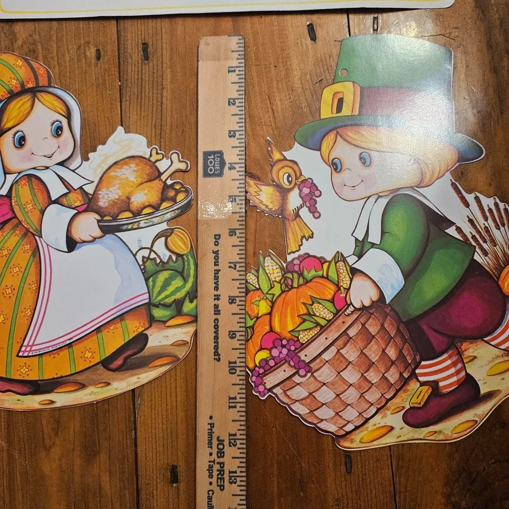 Vintage Beistle Harvest Thanksgiving Decorama 6 Pc Wall Decoration Set USA